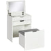 White Dressing Table Set w/ Mirror & Stool – Glam Vanity + Storage! ✨ - Samanta Factory
