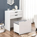 White Dressing Table Set w/ Mirror & Stool – Glam Vanity + Storage! ✨ - Samanta Factory