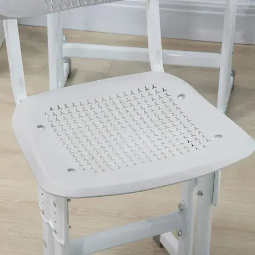 Kids Desk and Chair Set Adjustable Height Study Table w/ Book Stand - Grey - Samanta Factory