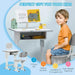 Kids Desk and Chair Set Adjustable Height Study Table w/ Book Stand - Grey - Samanta Factory