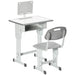 Kids Desk and Chair Set Adjustable Height Study Table w/ Book Stand - Grey - Samanta Factory