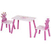 Pink Princess Toddler Table and Chairs Set – Crown-Back Design
