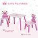 3 Pcs Kids Princess & Crown Chair Table Set Home Furniture 2-4 Yrs Pink HOMCOM - Samanta Factory
