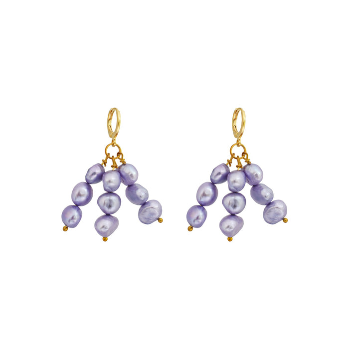 Lilac Pearl Earrings with Minimalist Freshwater Pearls - Samanta Factory