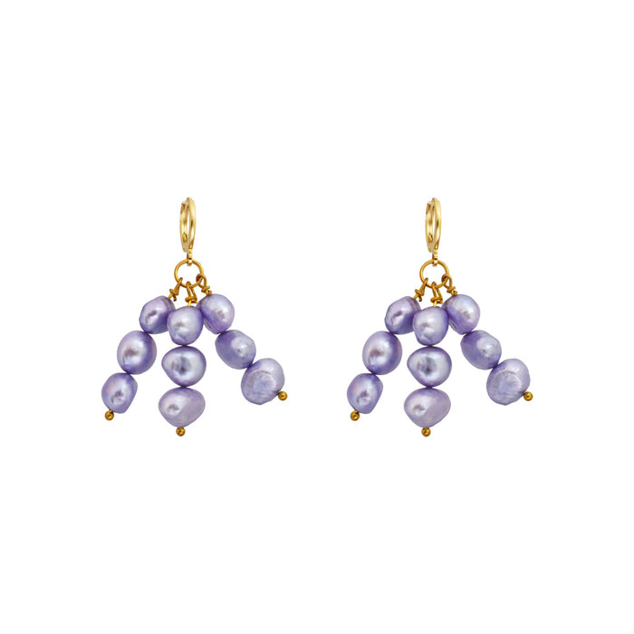 Lilac Pearl Earrings with Minimalist Freshwater Pearls - Samanta Factory