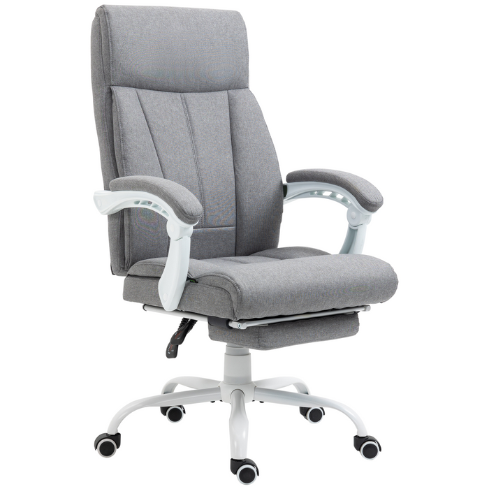 Vinsetto Grey Office Chair – Reclining Desk Chair with Footrest & Height Adjustment

