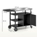 Outsunny Stainless Steel BBQ Trolley with Folding Table & Wheels - Black - Samanta Factory
