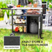 Outsunny Stainless Steel BBQ Trolley with Folding Table & Wheels - Black - Samanta Factory