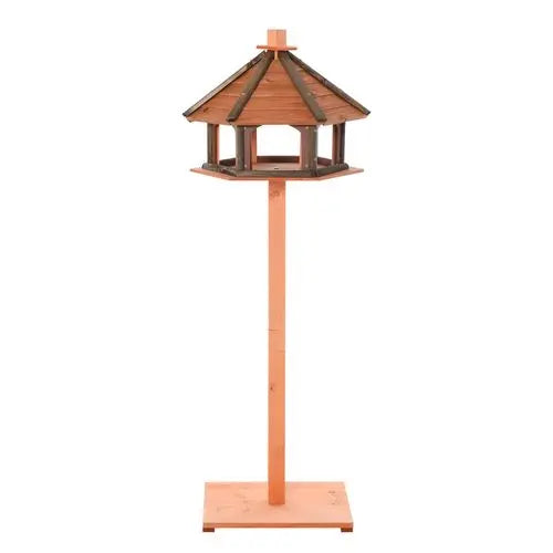 Wooden Bird Feeder Wooden Bird Table Bird Feeder with Roof, Brown, 130cm - Samanta Factory