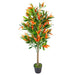 130cm tall artificial ficus plant with moss-covered pot and red-green foliage