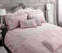 Sequin pleated microfibre duvet cover set with star sequin burst and lace detailing, ideal for a glamorous bedroom style.