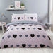 Charming reversible cotton-blend bedding set with hearts on pink and polka dot reverse side
