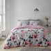 Blush pink and grey floral duvet cover set with concealed button closure, soft and comfortable bedding