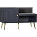 Modern grey shoe bench with cushioned seat, storage cabinet, and open shelf for entryway organization