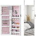 Wall-mounted LED jewelry cabinet with full-length mirror and lockable storage