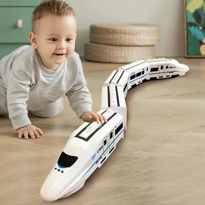 Kids electric high-speed train toy with lights and sound – 360° spin railway toy UK