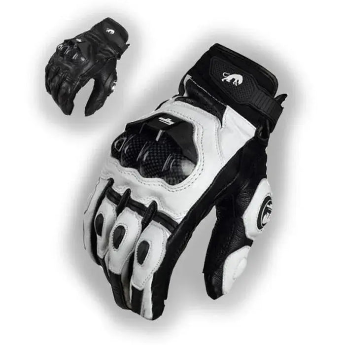 Motorcycle Gloves Black Racing Genuine Leather Motorbike White Road Riding Team Glove Men Summer Winter