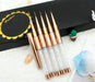5-Piece Professional Nail Art Liner Brush Set with Protective Caps and Diamond Handles, 7/9/11/15/20mm,  Fine Detail Painting Tools for Acrylic Design in Rose Gold