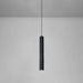 Nordic cylinder LED pendant light with black aluminum shade in modern dining room