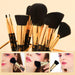 12Pcs Gothic-inspired makeup brush set with soft synthetic bristles for flawless blending of foundation, blush, contour, and eyeshadow.