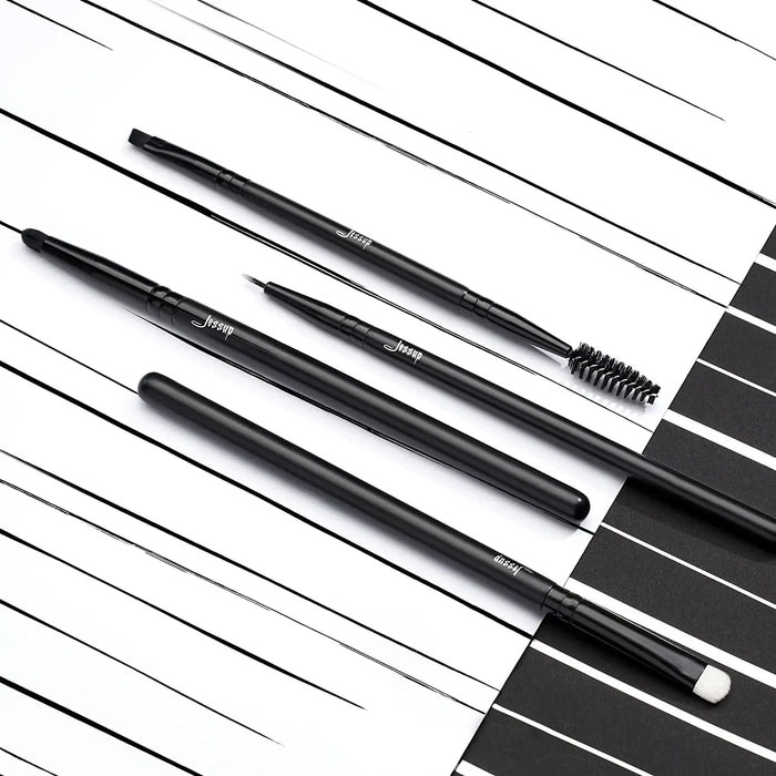 Makeup Brush Set 10Pcs Black Make up Brushes Set Professional with Natural Synthetic Hair for Foundation Blending Blush Concealer Eyeshadow Eyebrow Eyeliner, T323