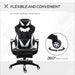 Gaming Chair Ergonomic Reclining w/ Manual Footrest Wheels Stylish Office White - Samanta Factory