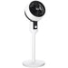 32-inch black and white air circulator fan with oscillation and round base