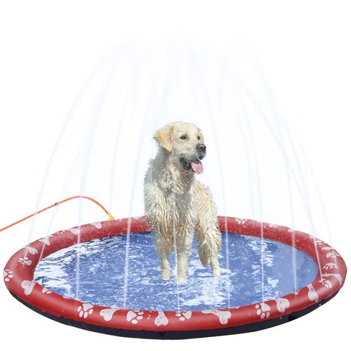 170cm Splash Pad Sprinkler for Pets Dog Bath Pool Non-slip Outdoor Red Pawhut - Samanta Factory