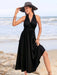 Ruched viscose midi dress with tied waist and twist detail for summer elegance