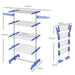 HOMCOM 4-Tier Large Clothes Airer Stainless Steel Clothes Drying Rack Blue - Samanta Factory