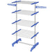 HOMCOM 4-Tier Large Clothes Airer Stainless Steel Clothes Drying Rack Blue - Samanta Factory