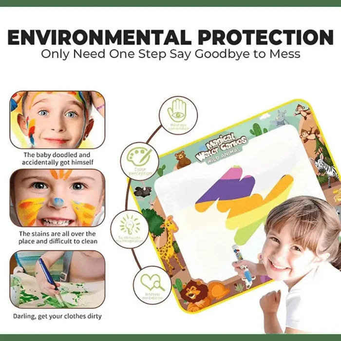 Magic Water Drawing Mat Coloring Doodle with Reusable Magic Pens Montessori Painting Board Educational Toys Kids Gift 100X80Cm