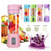 Portable 6-blade USB rechargeable smoothie blender in BPA-free cup for travel and gym