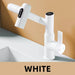 360-degree LED bathroom basin tap with digital temperature display in matte black finish.
