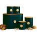 Emerald Green Kitchen Canister Set with Bamboo Lids, Bread Bin and Biscuit TinSamanta Factory