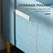 2-Seater Sofa | Modern Linen-Look Couch w/ Storage Pockets & Wood Legs - Blue - Samanta Factory