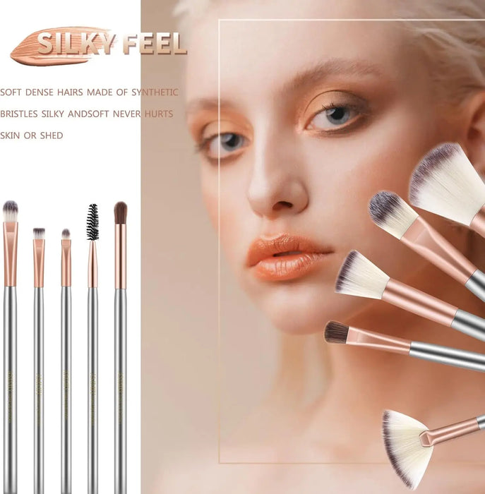 Professional 18-Piece Makeup Brush Set with Premium Synthetic Brushes and PU Leather Bag