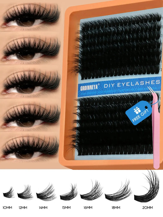 Cluster Lashes Kit Fluffy Individual Lashes Volume Mixed Tray Faux Mink Lashes Eyelash Extension Makeup