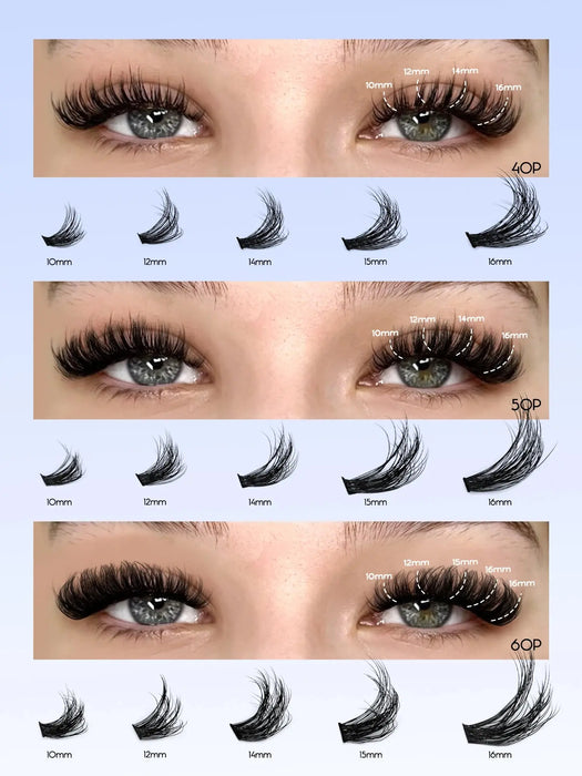 Cluster Lashes Kit Fluffy Individual Lashes Volume Mixed Tray Faux Mink Lashes Eyelash Extension Makeup