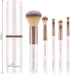Luvia Makeup Brush Set, Travel Set, Macchiato, 5 Cosmetic Brushes Including Makeup Brush Storage, Black, Vegan (White/Macchiato)