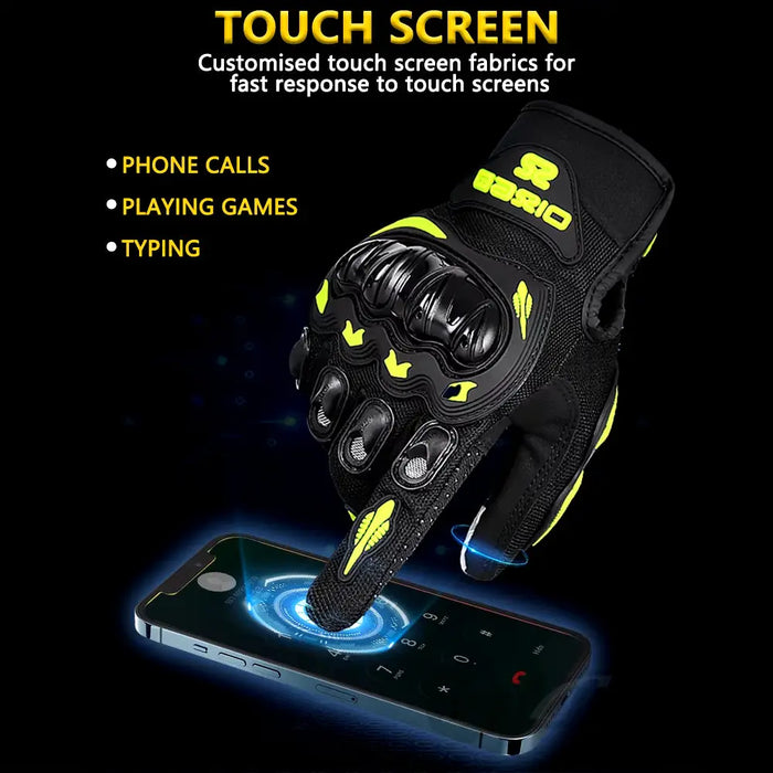 Ummer Breathable Full Finger Motorcycle Gloves Non-Slip Wear-Resistant Motocross Racing Gloves Touch Screen Moto Biker Gloves