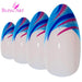 False Nails by Bling Art Glitter Blue 24 Almond Stiletto Long Fake - Samanta Factory