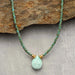 Handmade teardrop amethyst necklace with seed beads and adjustable gold-tone chain