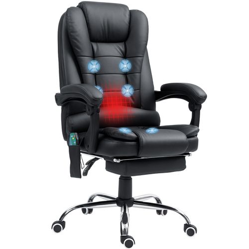 Vinsetto Executive Massage Chair | 6-Point Heated Vibration - PU Leather Office Throne w/ Footrest (£201.96) - Samanta Factory
