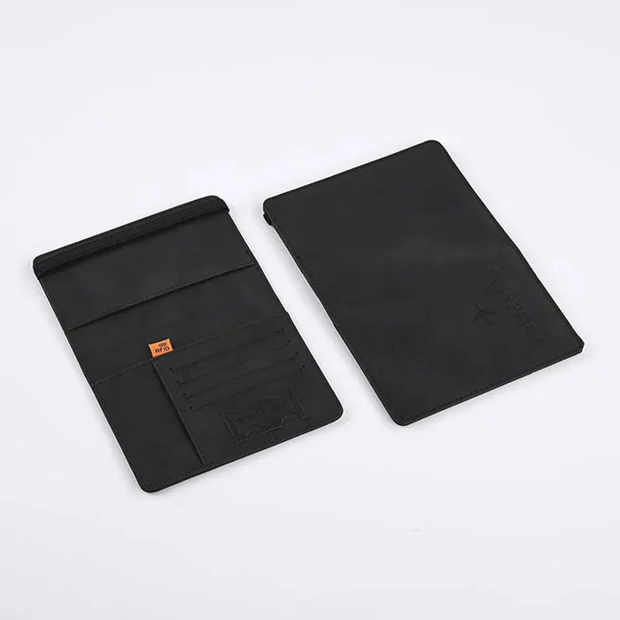  Men's PU leather RFID travel wallet with card slots and passport holder