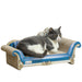 PawHut 2 in1 Cat Scratcher with Catnip, Cardboard Lounge Bed, Blue - Samanta Factory
