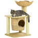 PawHut multi-level cat tree with scratching posts, hideaway, and beige design for small UK homes
