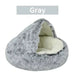 Soft winter plush cat bed with hooded sleeping bag design for small pets