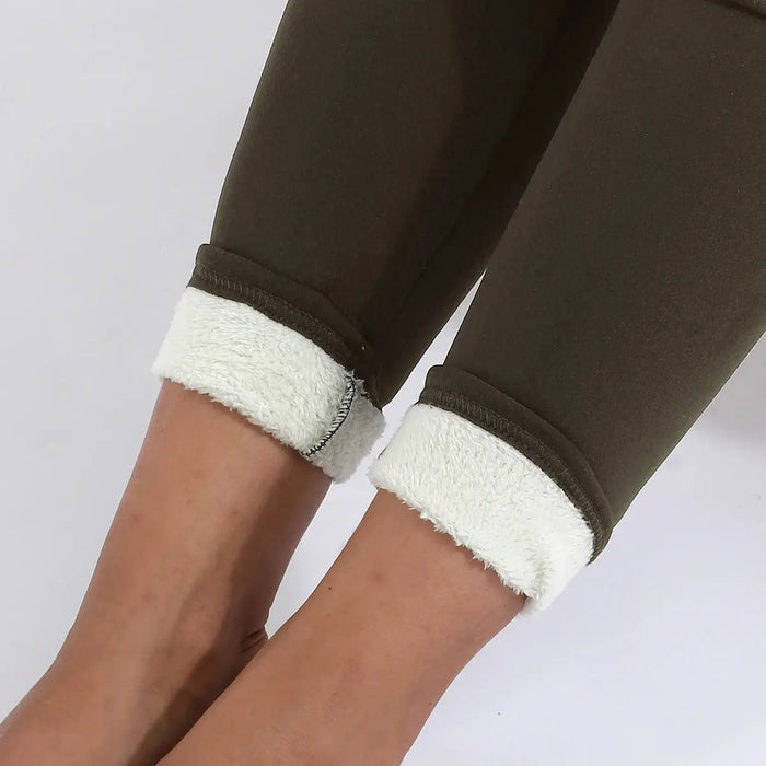 Women Winter plus Velvet Stretch Leggings High Waist Warm Leggings Women Casual Thick Winter Leggings