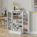 HOMCOM Kitchen Cupboard with Double Doors, 5-Tier Shelf, 12 Spice Racks, White - Samanta Factory